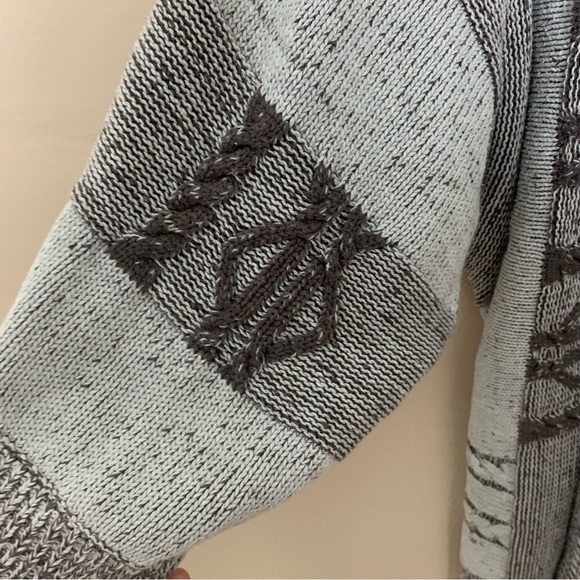 [Ecote] Medium Beige, Gray & Brown Snap Button Aztec Neutral Knit Sweater - Picture 3 of 9